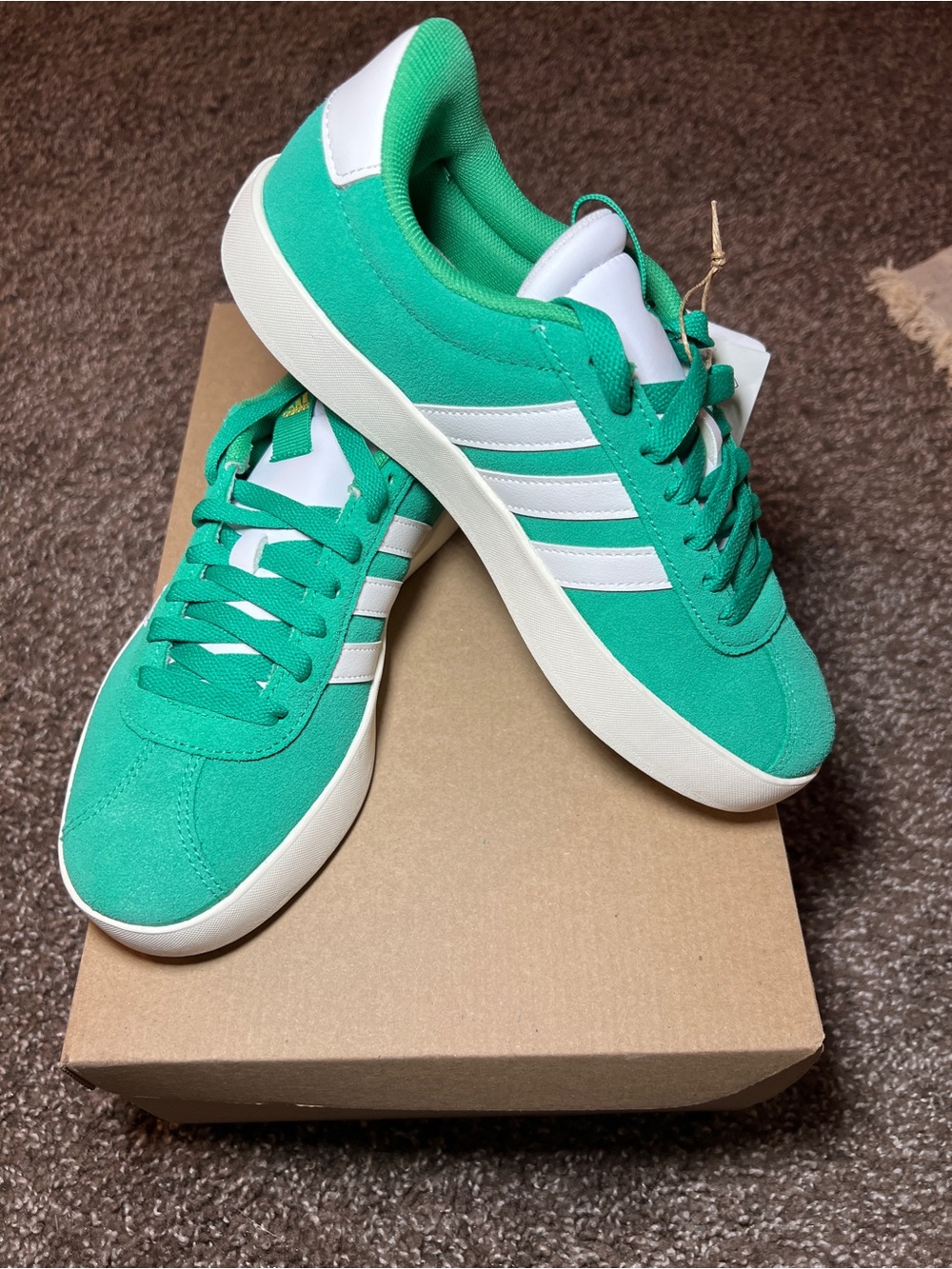 Adidas Women’s Green Suede Court-Style Sneakers